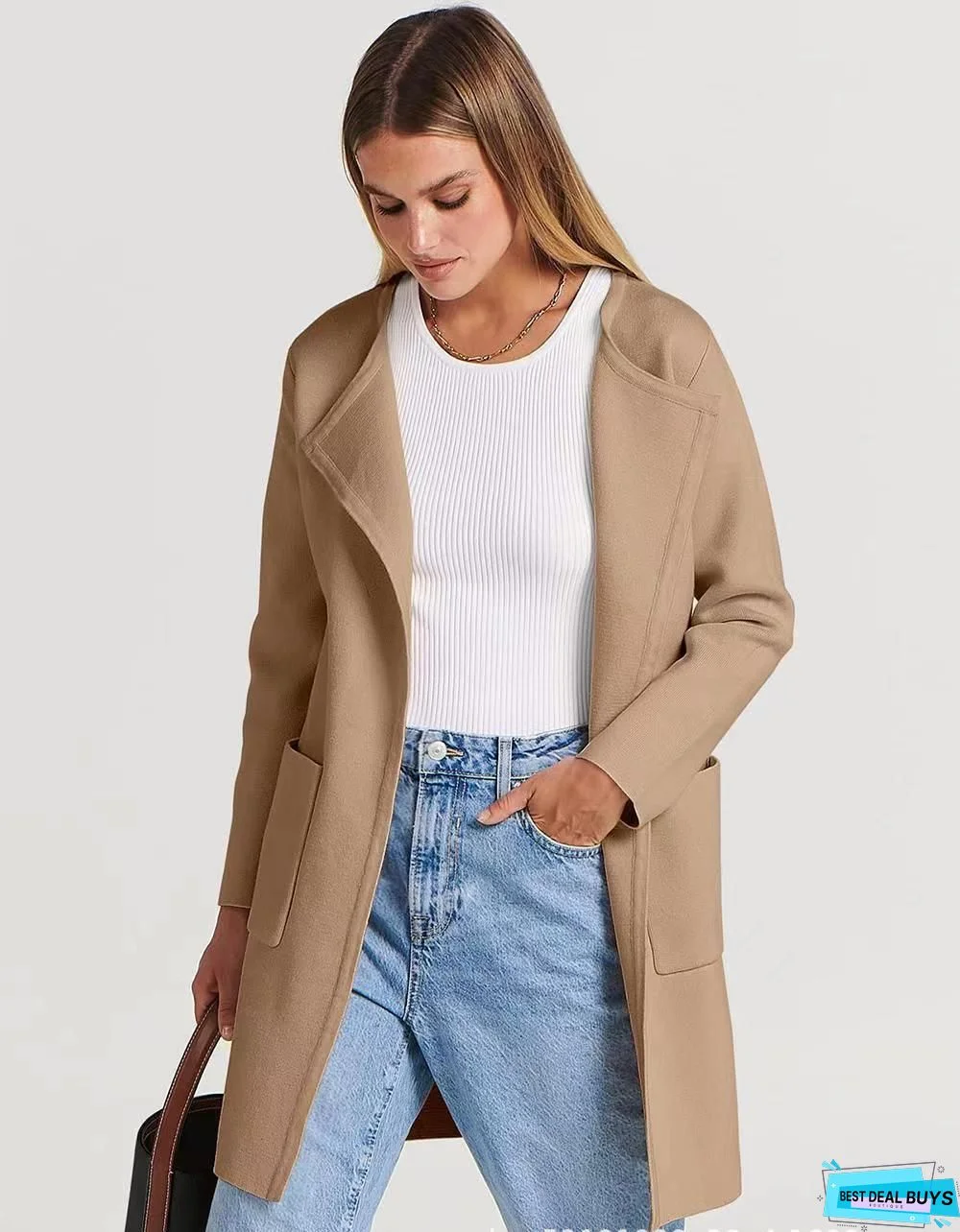 Plain Work Long Sleeve No Belt Outerwear