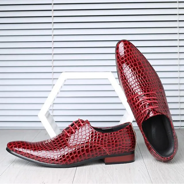Men's Fall Business Daily Oxfords PU Non-Slipping Wear Proof Dark Red / Black / Blue