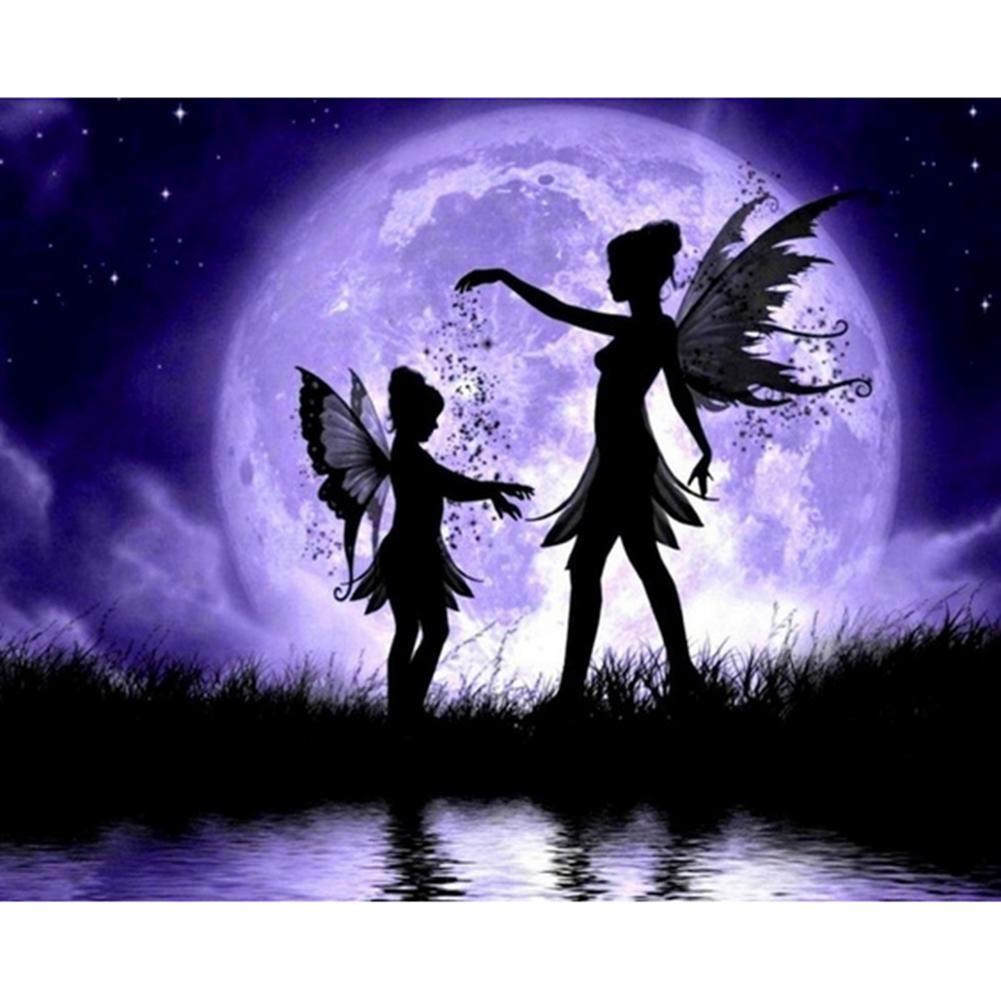

40*30CM-Angel Girl-Round Drill Diamond Painting, Purple, 501 Original