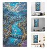 (US Only)5D DIY Full Round Drill Diamond Painting River Town Kit Home Decor Art 40x70cm