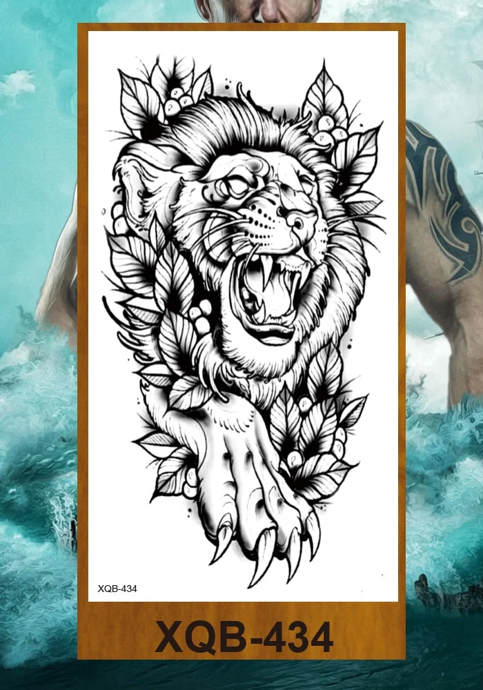 Sexy Fake Tattoo for Woman Large Leg Thigh Body Tattoo Stickers Waterproof Temporary Tattoos Peony Lotus Flowers Fish Dragon