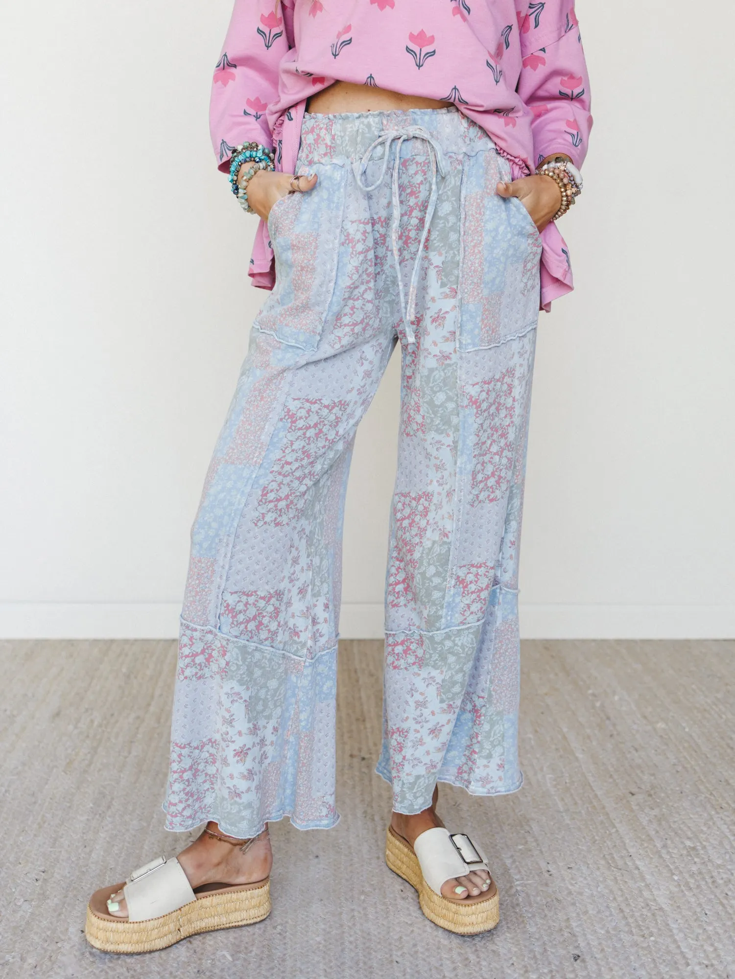 Spring Flower Pants - Peri Blue