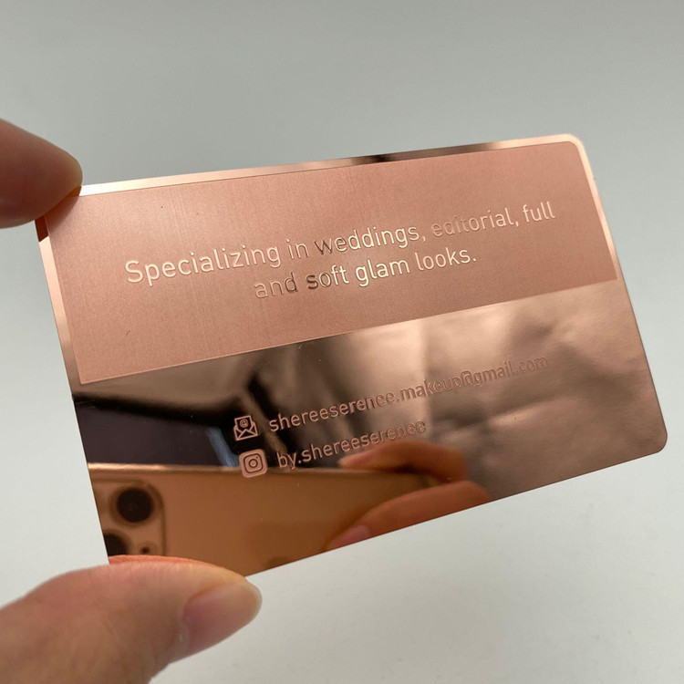 Beautiful Mirror Finish Rose Gold Metal NFC Card 7
