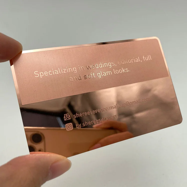 Beautiful Mirror Finish Rose Gold Metal NFC Card 7