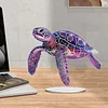 (US Local)5D DIY Special Shape Diamond Painting Desk Ornament Purple Animals Decor Kit