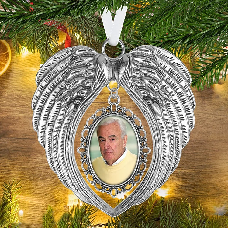 Personalized Angel Wings Photo Ornament Memorial Christmas Home Decor