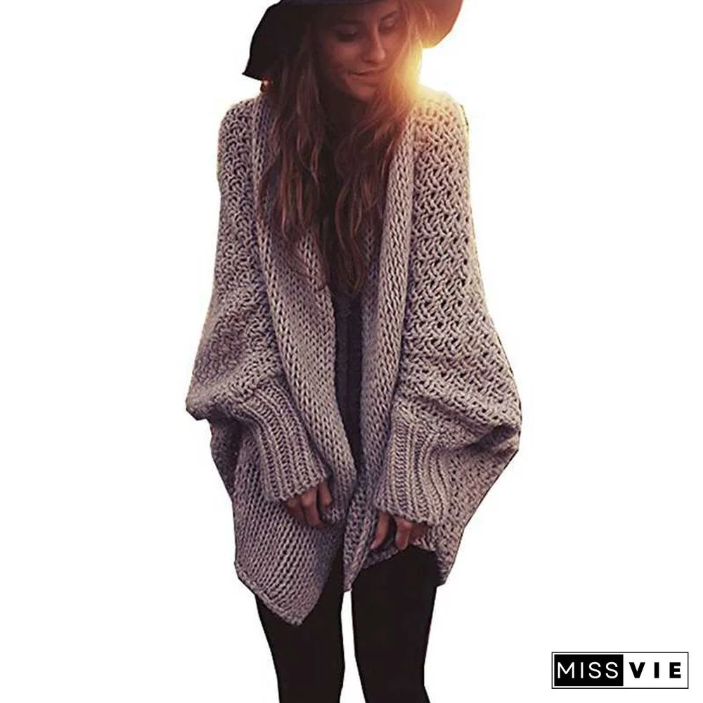 Oversized Open Front Batwing Long Cardigan Sweater