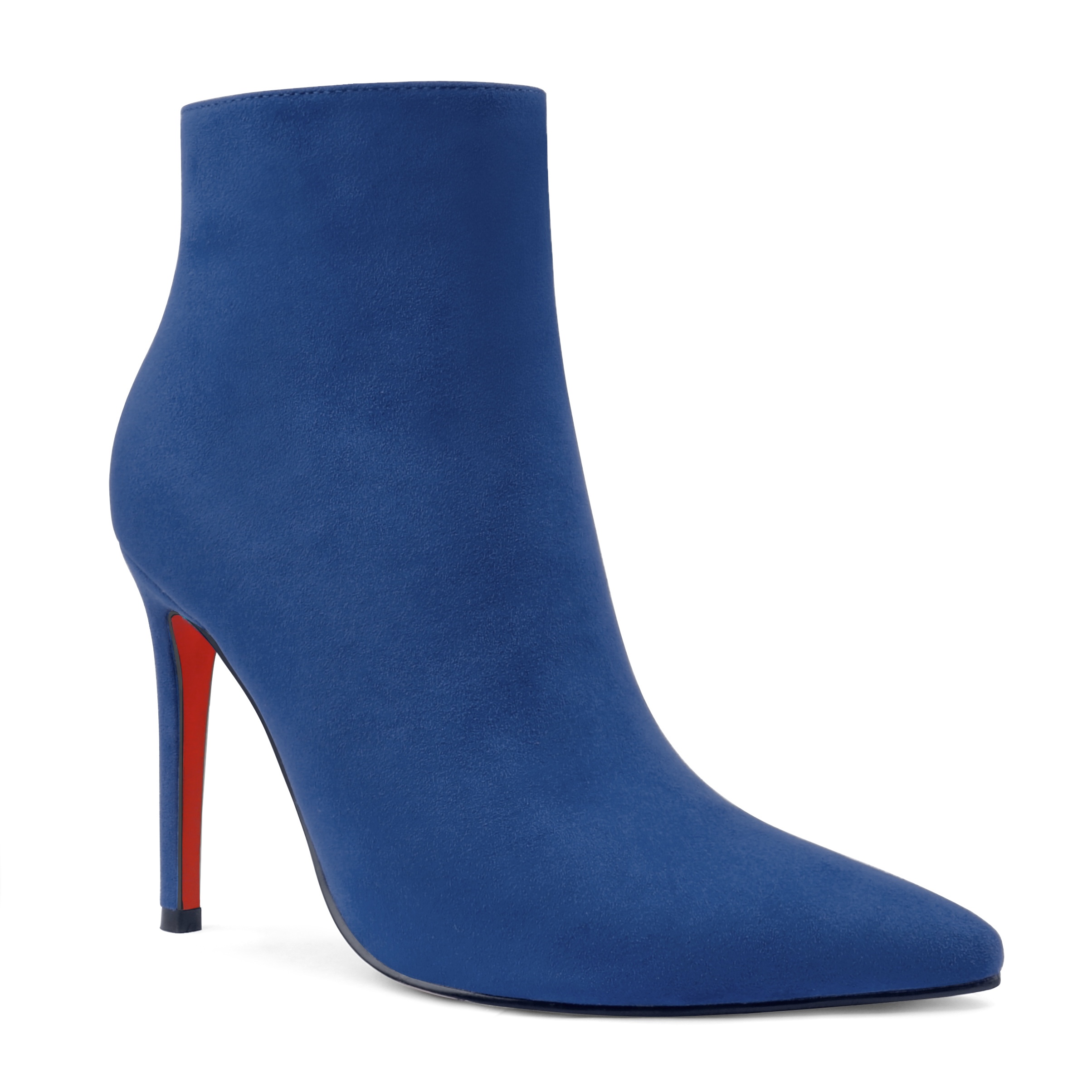 Women's Closed Pointed Toe Chain Studded Stiletto Ankle Boots Red Bottom Heels-MERUMOTE