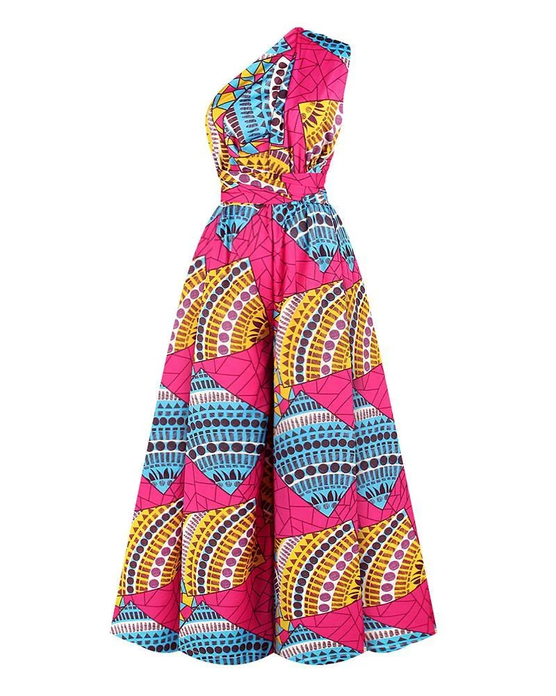 Versatile Printed Lace-Up Jumpsuit