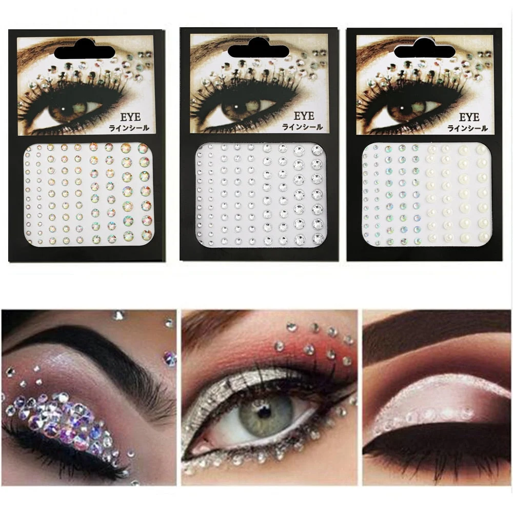 2021 Fashion Women Tattoo Diamond Makeup Eyeliner Eyeshadow Face Sticker Jewel Eyes Makeup Crystal Eyes Sticker