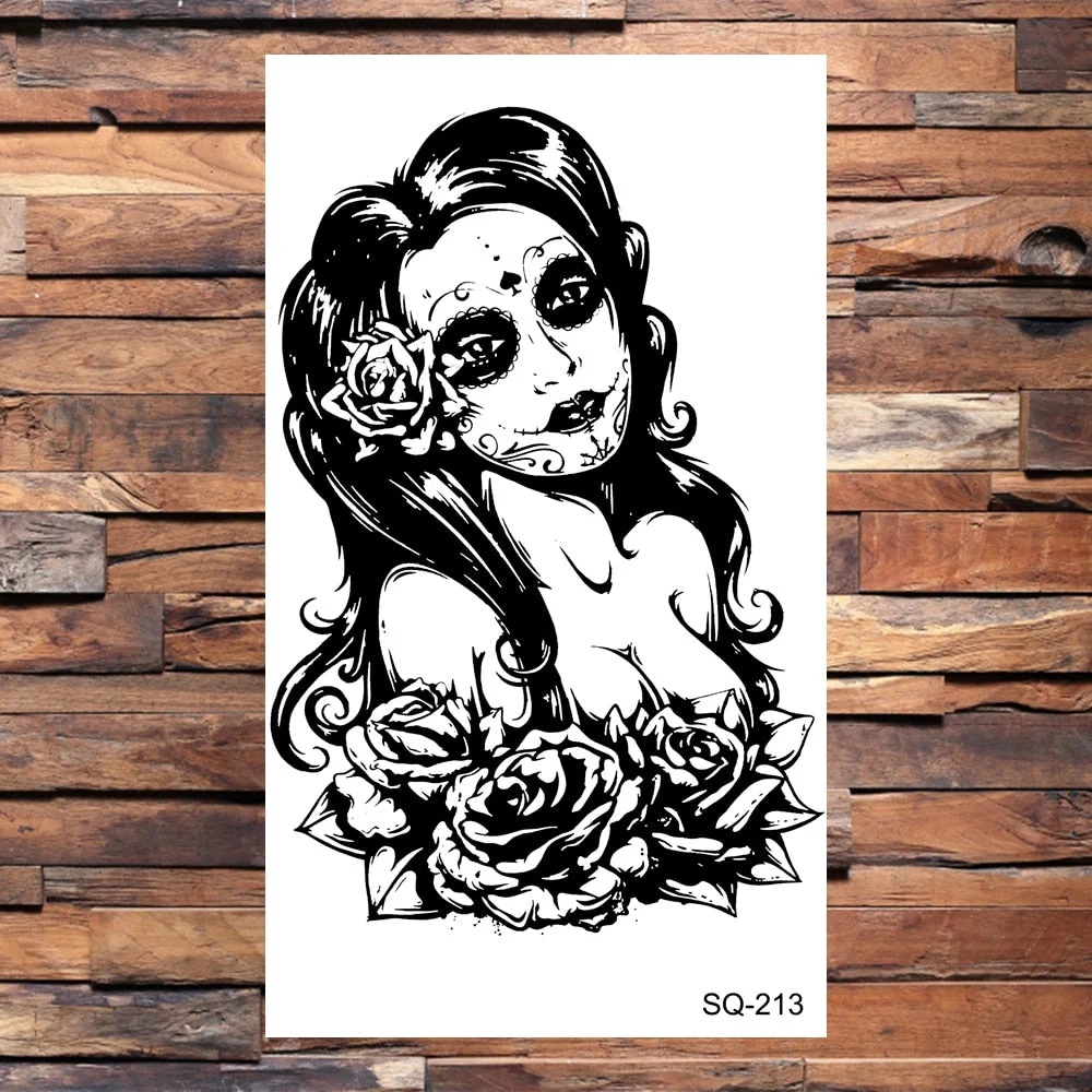 Skull Temporary Tattoos For Adults Men Realistic Tiger Lion Forest Praying Tatoos Vampire Snake Fake Tattoo Sticker Body Leg