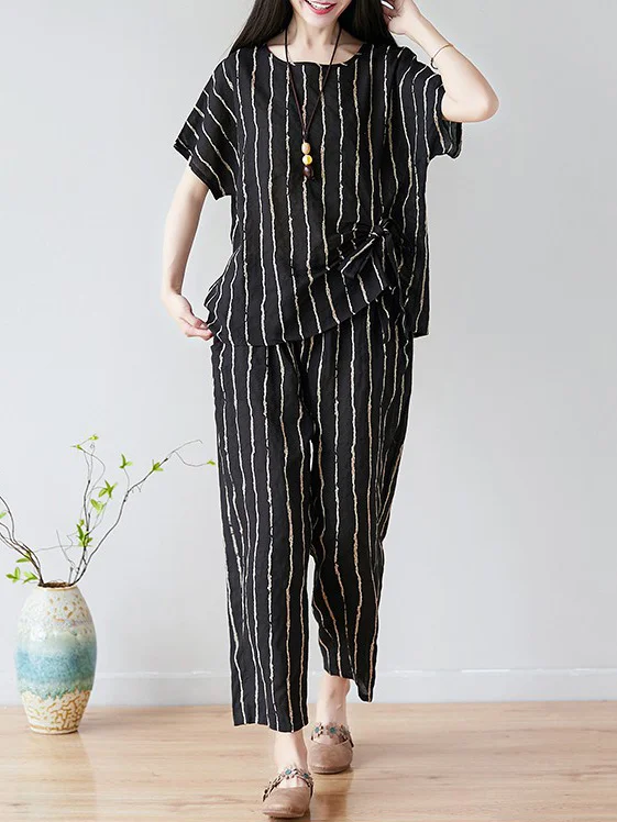 2019 Summer New Oversize Striped Casual Pants Suit