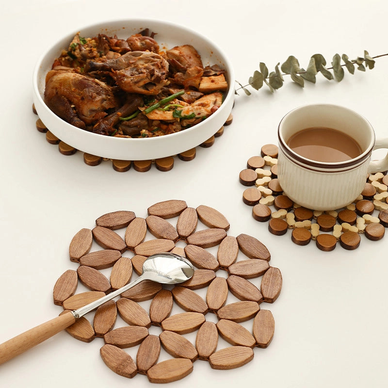 Household Bamboo Anti-scald Heat Insulation Mat Sand Pot Mat Dining Table Mat Bowl Mat Plate Mat Square Round Bowl Mat