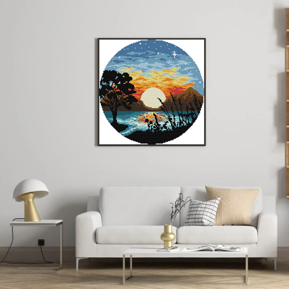 14CT Partial Printed Cross Stitch - Sunset(31*31cm)