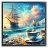 Coffee Sailboat-11CT Stamped Cross Stitch 40*40cm/15.75*15.75in tapestrymarket