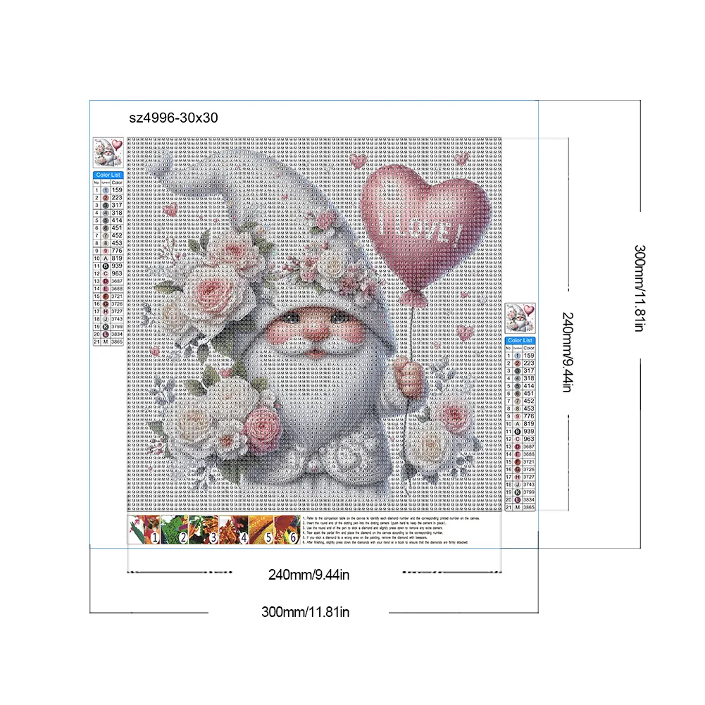 Diamond Painting - Full Round Drill - Valentines Day Gnome(Canvas|30*30cm)