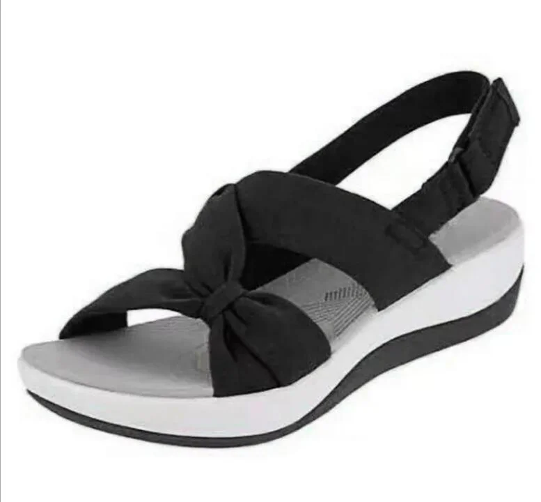 Women Sandals 2022 Summer Closed Toe Roman Sandals Women Bow Platform Wedges Sandals Women Velcro Sandals Plus Size 43