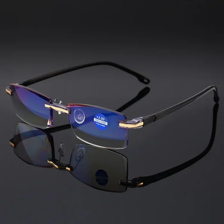 Frameless Square Reading Glasses for Men Women's Anti Blue Light Computer Eyeglasses Far Sight Presbyopia Reader Eyewear Women