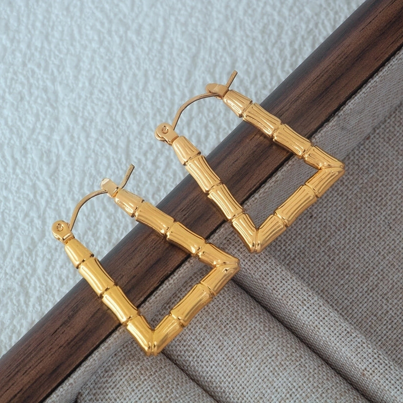 1 Pair Minimalist Solid Color 304 Stainless Steel Earrings