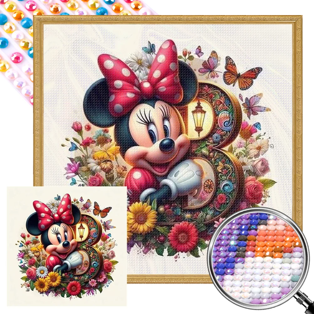 Partial AB Diamond Painting - Full Round Drill - Mickey Minnie Letters(Canvas|35*35cm)