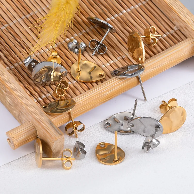 10 PCS/Package 12 * 9mm Hole 1~1.9mm 304 Stainless Steel Geometric Polished Earring Findings Jewelry Accessories