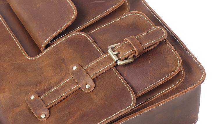 Vintage Handmade Leather Crossbody Messenger Bag