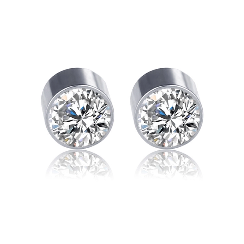New Color Diamond Titanium Steel Magnetic Stud Earrings