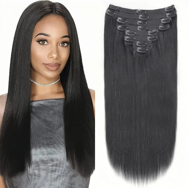 High-End Yaki Straight One Bundle Set For Full Head Clip-In Hair Extension