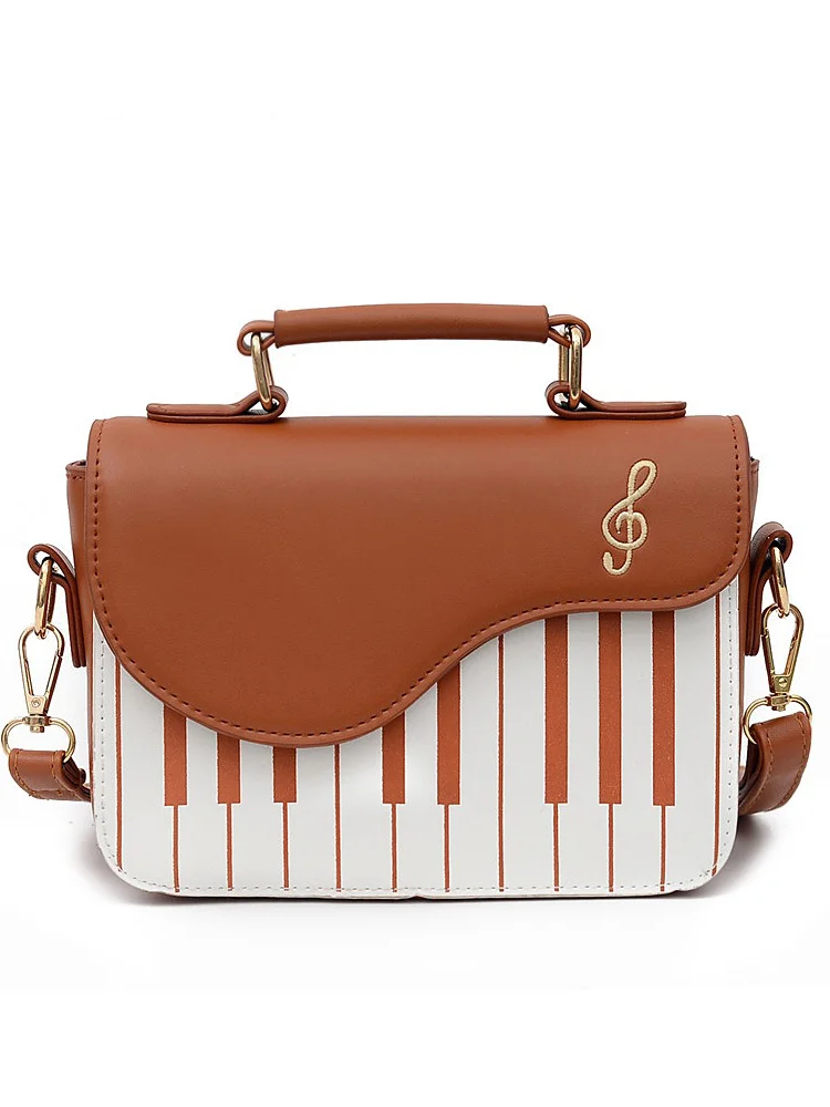 Treble Clef Embroidered Piano Inspired Crossbody Bag