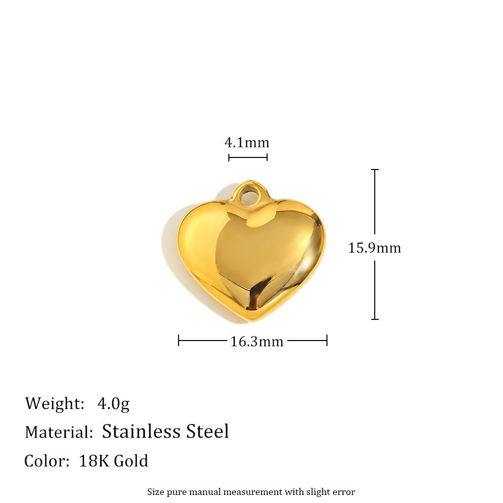 Diy Necklace Accessories Stainless Steel 18K Gold Plated Rose Flower Glue Bead Diamond Love Pendant Female