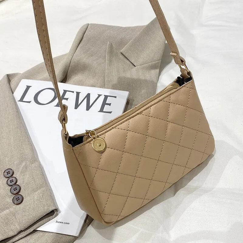 Fashion Lingge Women's Bag New PU Leather Underarm Shoulder Bag Female Luxury Design Handbags for Women 2022 Hot