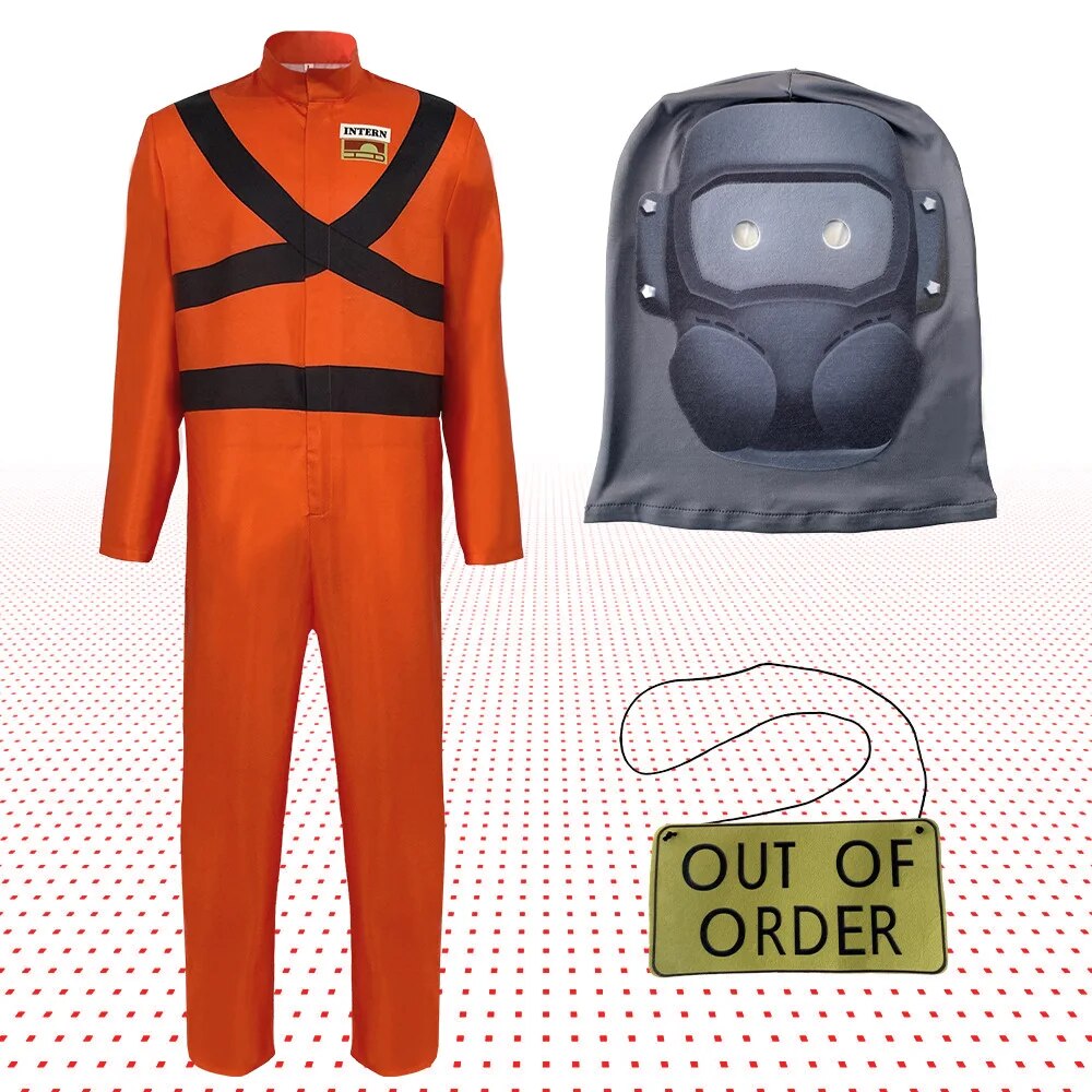 [Wetrose] In Stock Lethal Company Cosplay Costume Player The Masked Mimics Zombies Body Suit Orange Full Set Wig Halloween Xmas
