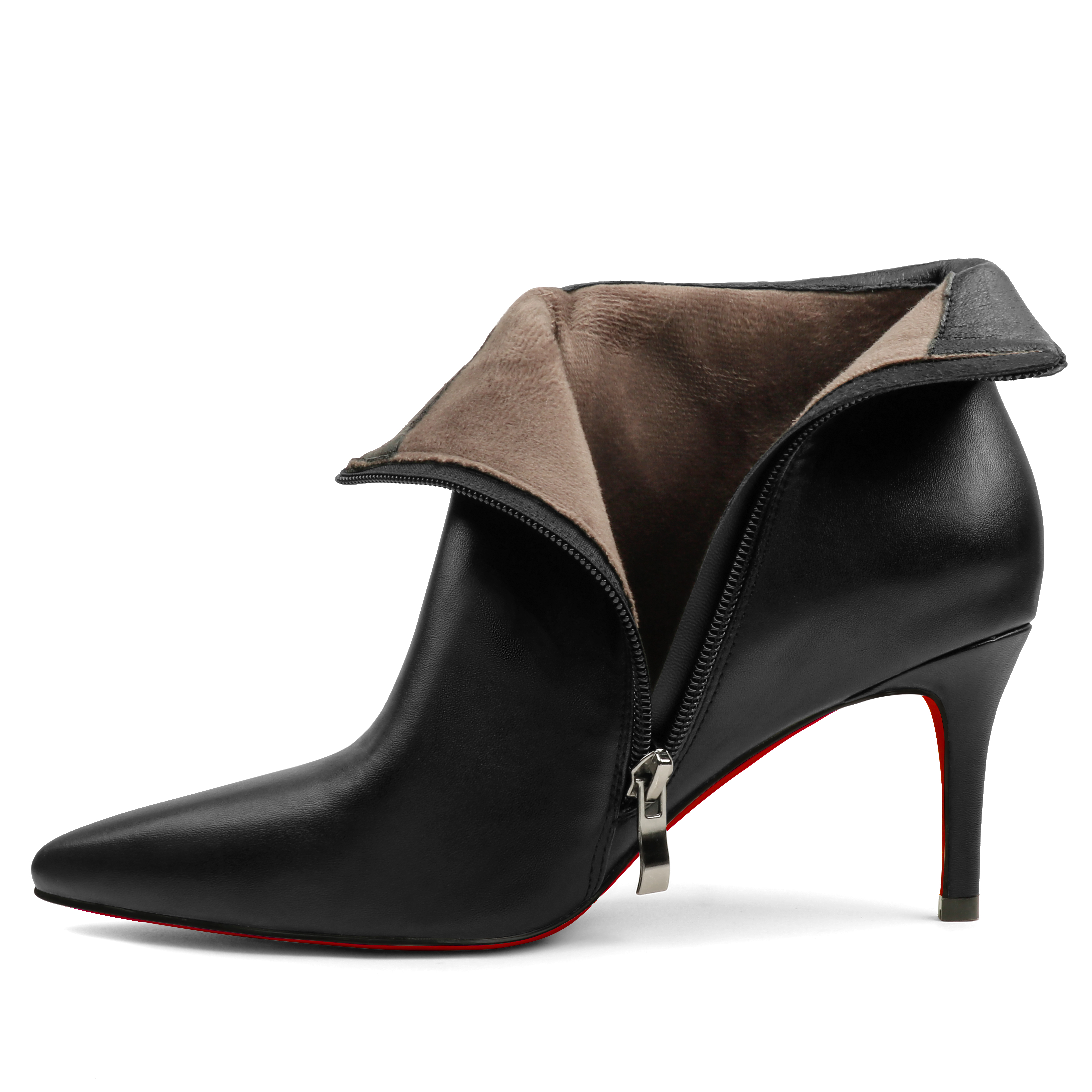 60mm Women's Ankle Boots Closed Pointed Toe Red Bottoms Stilettos Booties-MERUMOTE