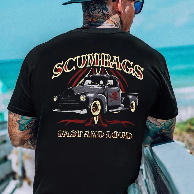 SCUMBAGS FAST AND LOUD Classic Car Print Men's T-shirt
