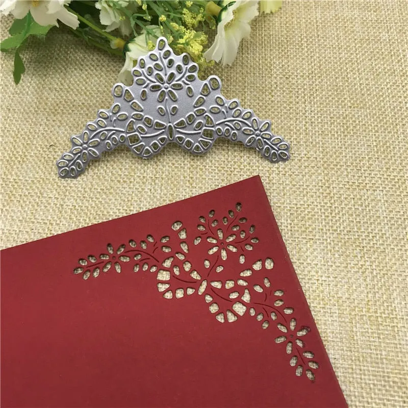 6x corner angle flower background Metal Cutting Dies Stencil Scrapbooking Photo Album Card Paper Embossing Craft DIY