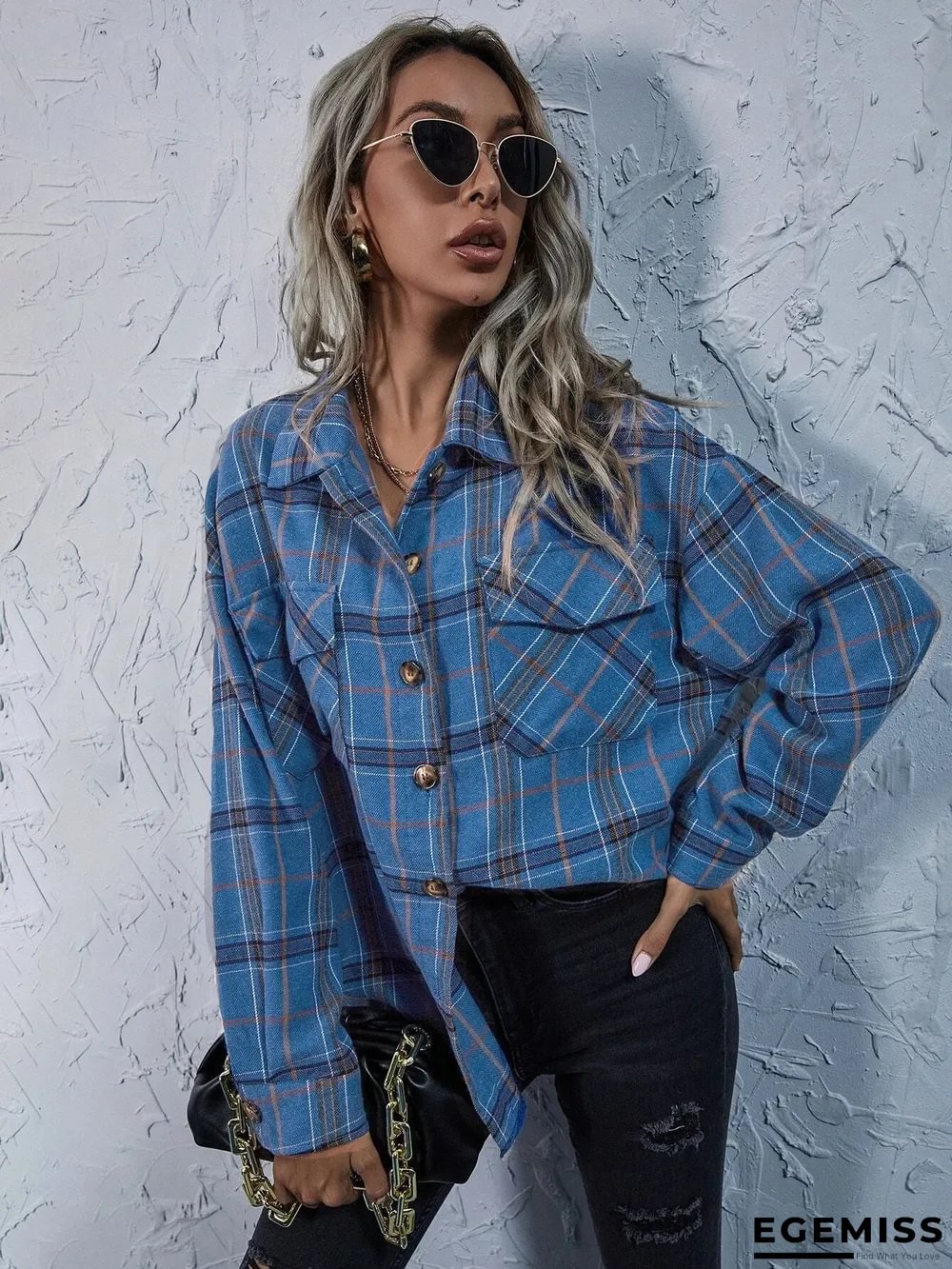 Fashion Plaid Print Button Coat Women | EGEMISS