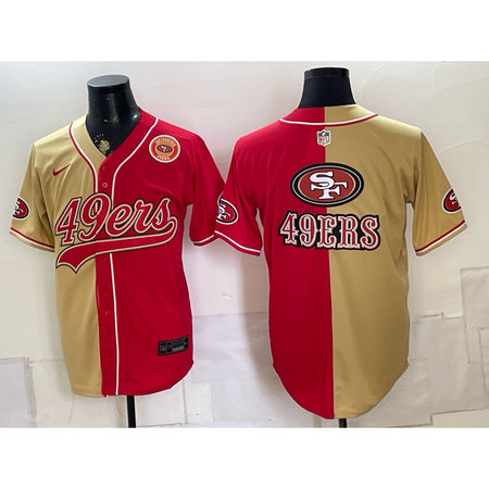 Men's San Francisco 49ers Red Split Cool Base Stitched Baseball Jersey 07ZI