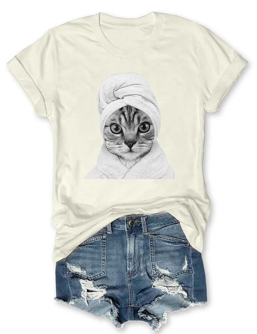 Funny Cat In Bathrobe Portrait T-shirt