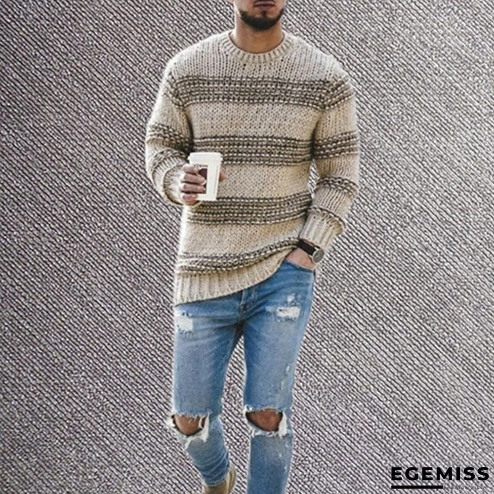 Knitted Jacket Striped Casual Sweater for Autumn and Winter | EGEMISS