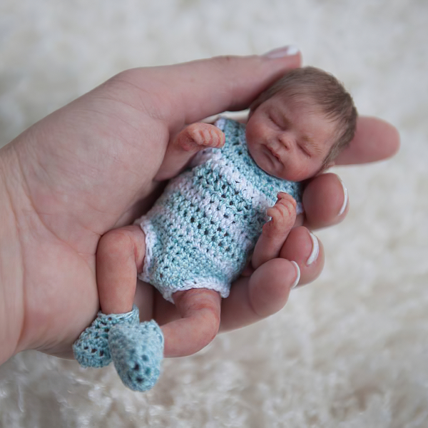 Miniature Doll Sleeping Full Body Silicone Reborn Baby Doll, 6 Inches ...