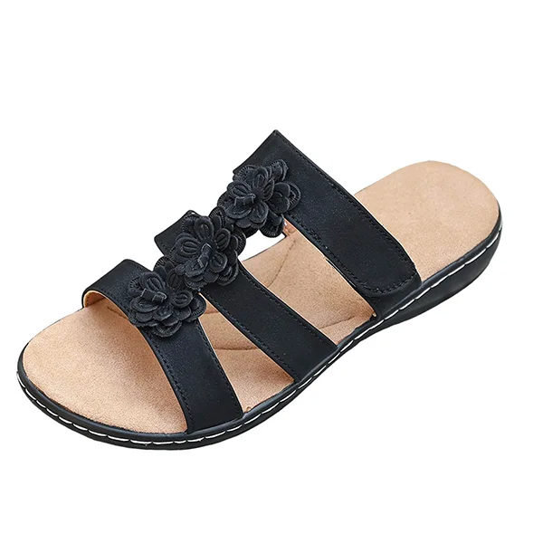  🔥LAST DAY 50% OFF-Women's Flower Open Toe Low Heel Wedge Slipper Sandals