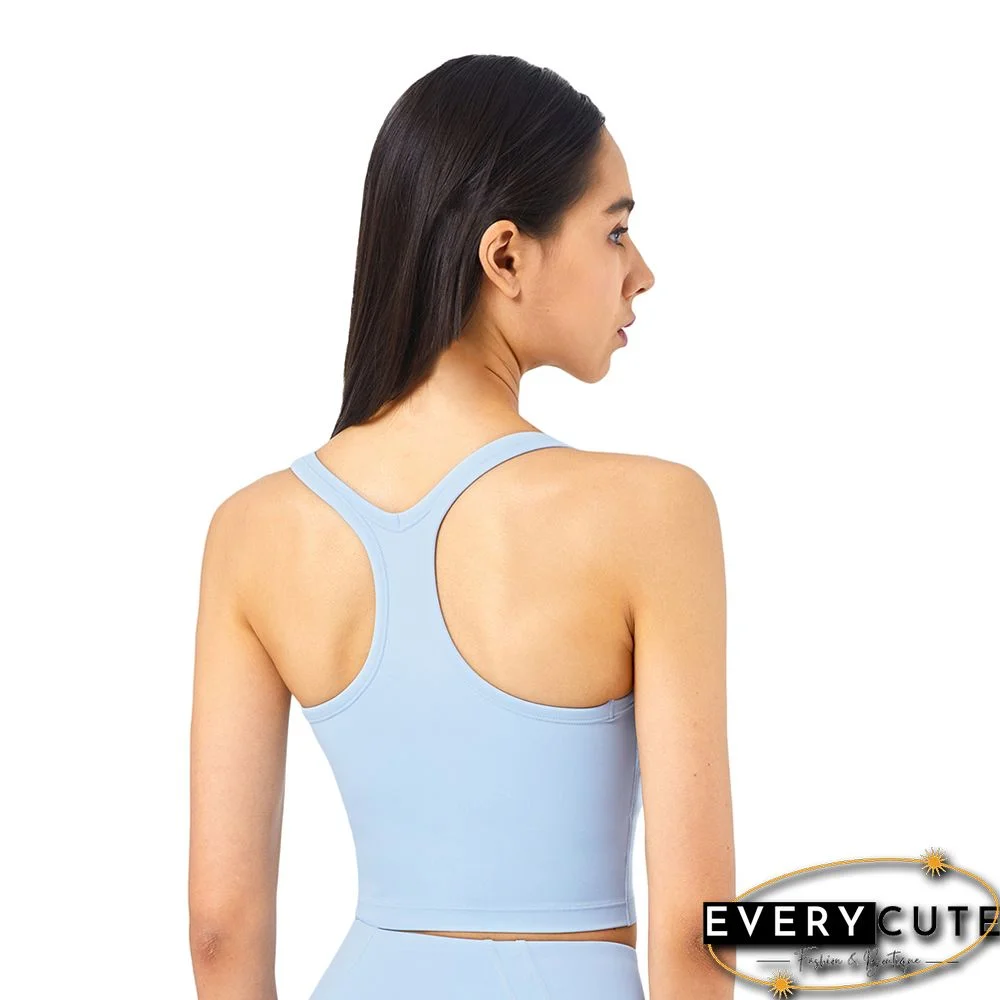 Light Blue Sportswear Push-up Tank Bra