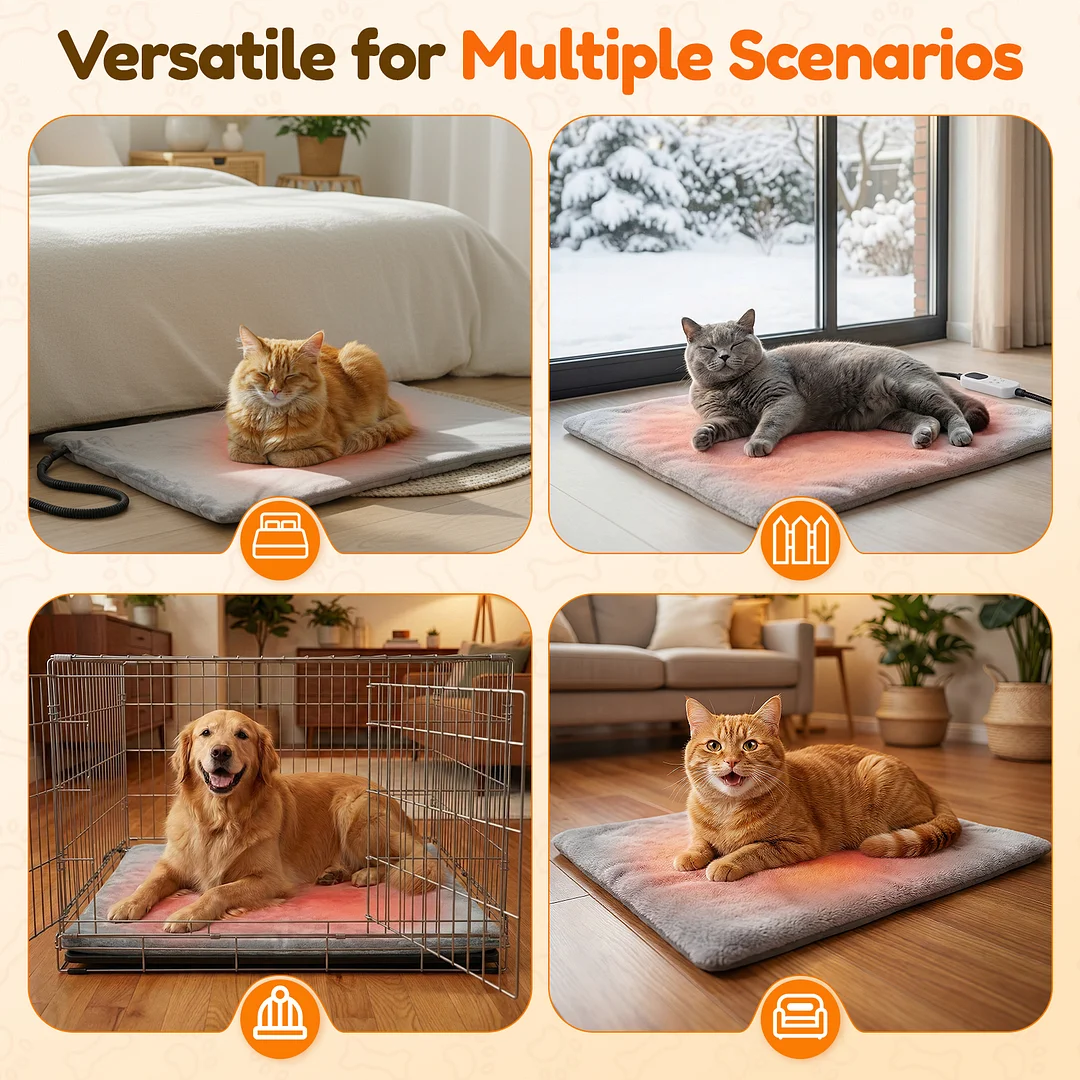 Cat Heating Pad with Smart Thermostat, 9 Heat Levels, 2-12H Timer Auto Shut-Off, Waterproof 7-Layer Protection, Chew-Resistant Metal Cord, Removable Washable Cover, for Cats & Small Dogs