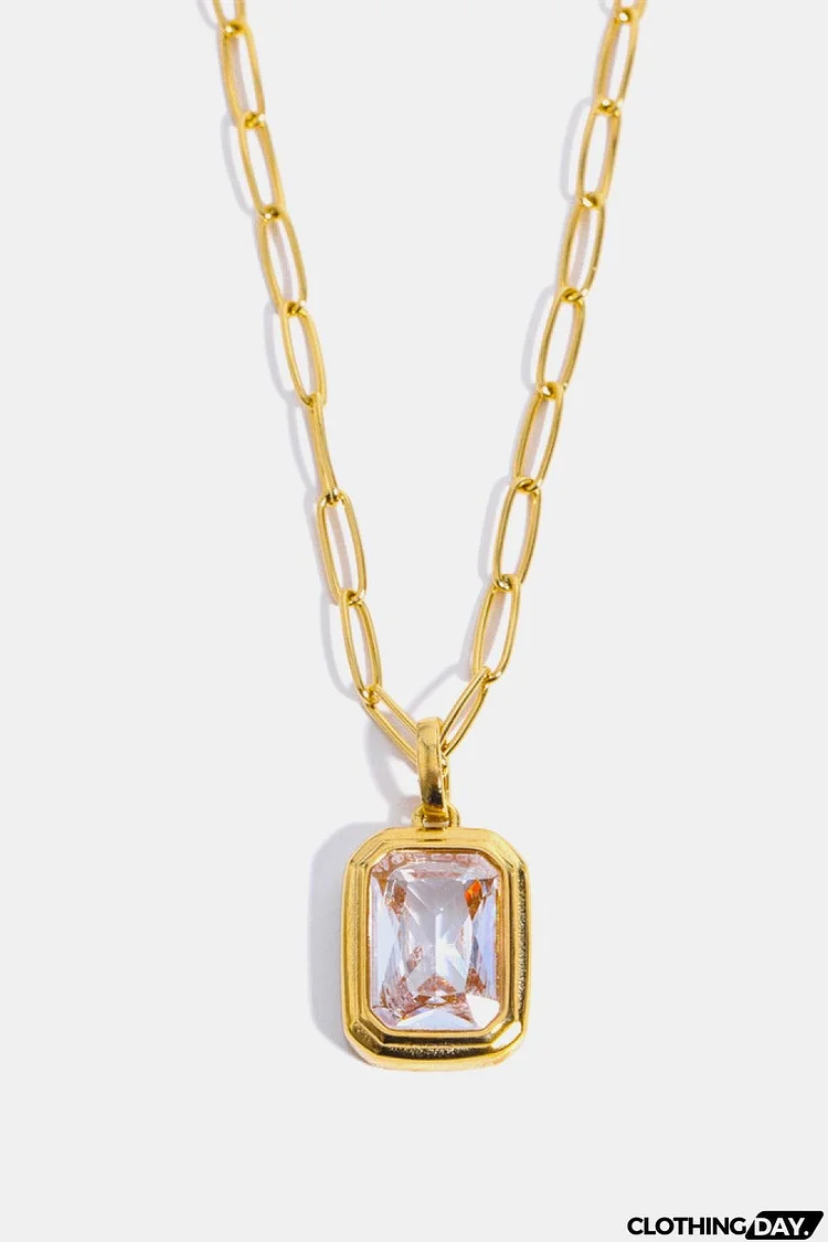 Zircon 18K Gold-Plated Geometrical Shape Pendant Necklace