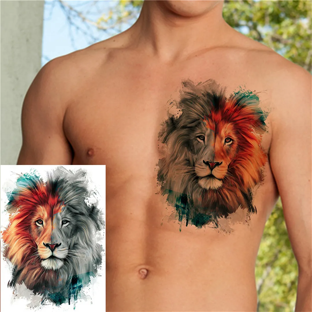 Sdrawing Anchor Skull Temporary Tattoos For Women Men Adult Pirate Black Skeleton Tattoo Sticker Fake Wolf Lion Tiger Tatoos Back
