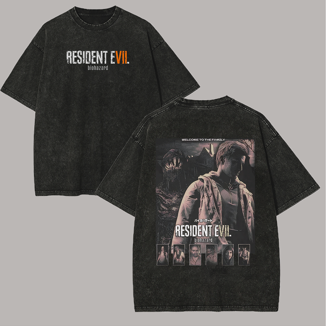 Resident Evil Printed Unisex Washed T-Shirt