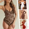 Body sexy en dentelle avec contr&ocirc;le du ventre col en V