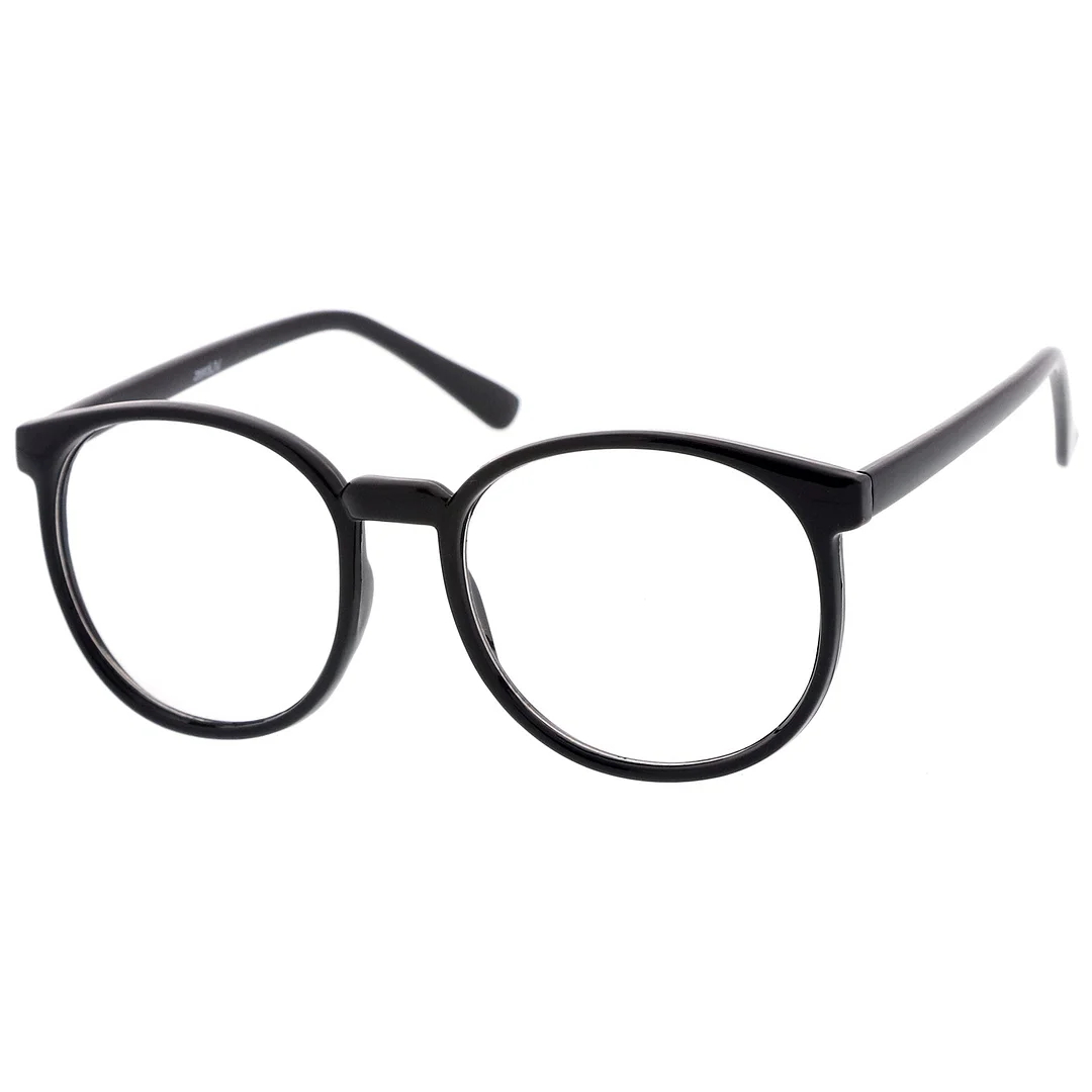 Classic P3 Horn Rimmed Clear Lens Round Eyeglasses 53mm