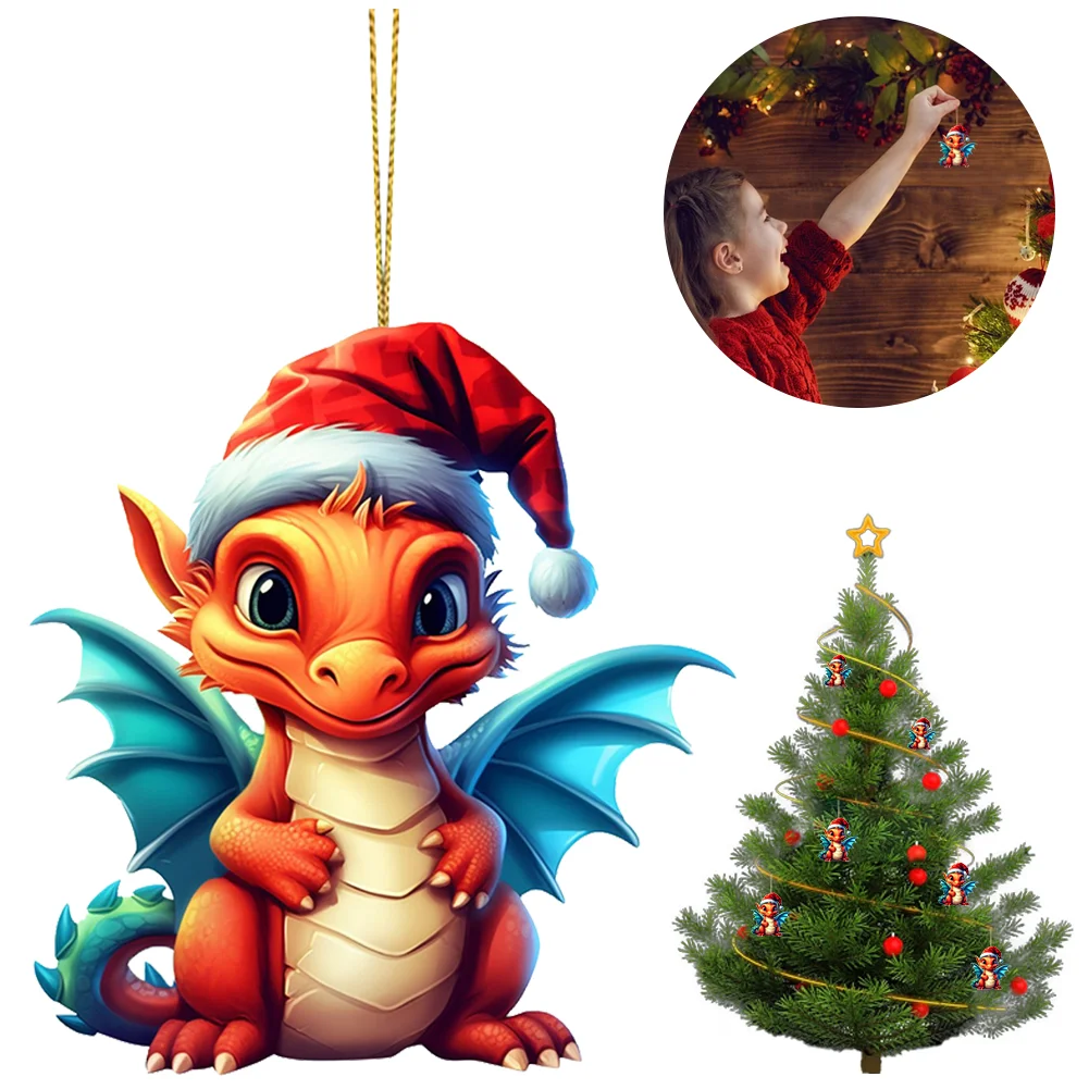 Statue Of Baby Dragon Acrylic Handmake Dinosaur Figurines Cartoon (Orange)