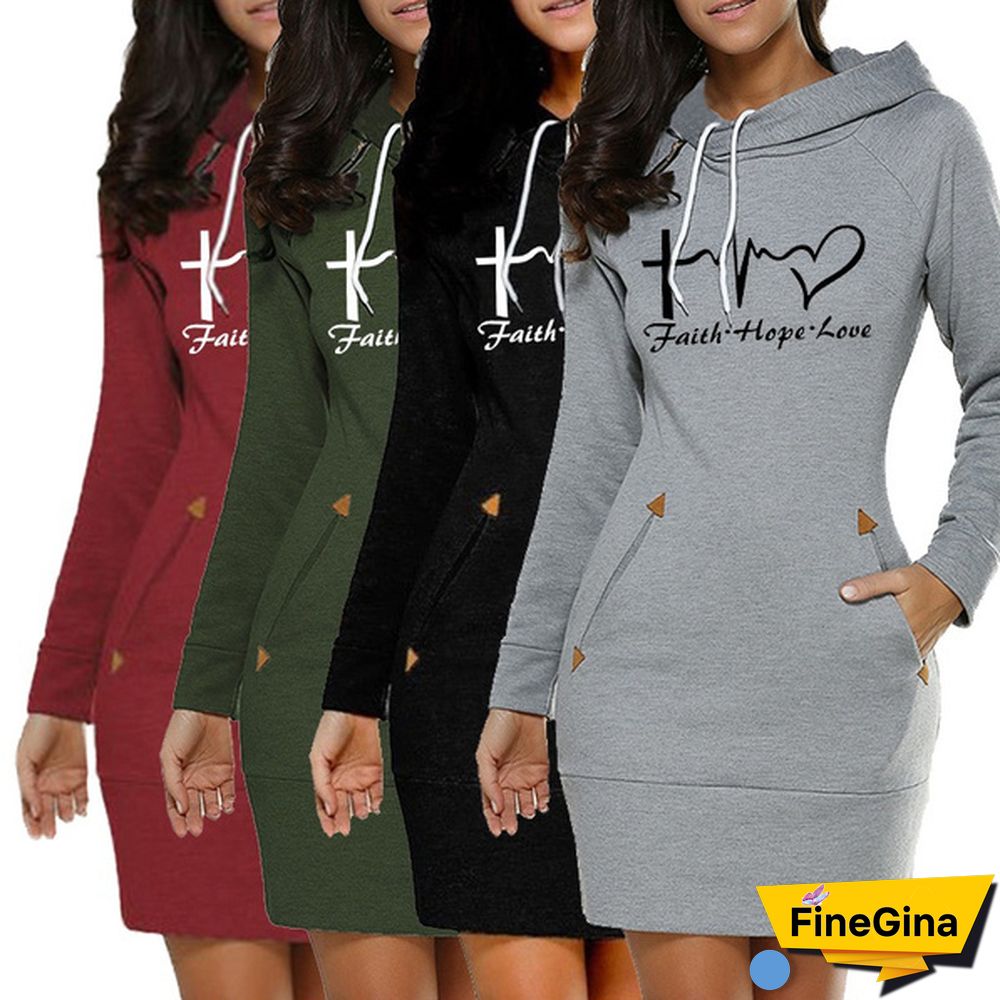 Spring/Autumn/New Womens Fashion Print Womens Hoodie Dress Slim Fit Popular Pullover